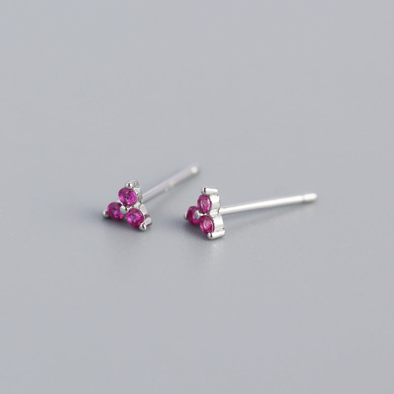 Wholesale Personalized Light Luxury Versatile Stacking Geometric Clover Diamond S925 Sterling Silver Earrings